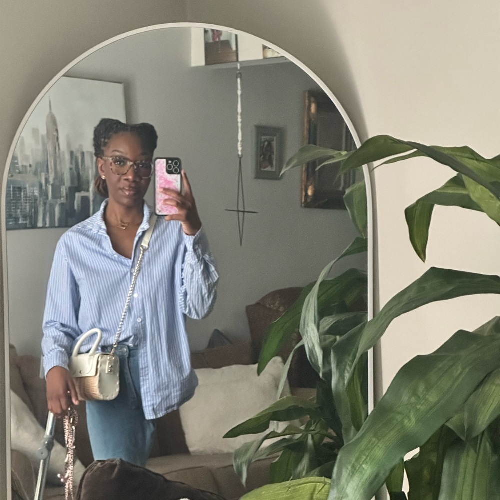Blue Striped Button-Up Shirt